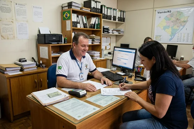 Cliente conversando com atendente sobre renovação de CNH.